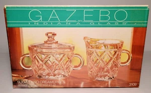 NEW Gazebo Indiana Glass Lidded Sugar & Creamer Set Made In USA - Picture 1 of 3
