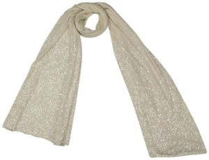 Cashmere Kaschmir Strick Schal bestickt embroidered stole Pailletten Champagner - Bild 1 von 2