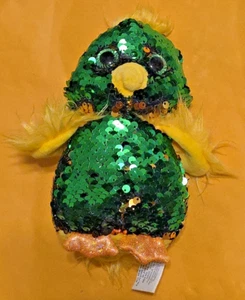 6" Bling Sequined Green and Gold Bird Stuffed Plush Toy - Picture 1 of 9