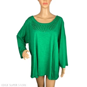 Avenue Green Sequin Long Sleeve Pullover Scoop Neck Shirt Top Plus Size 22/24 - Picture 1 of 6