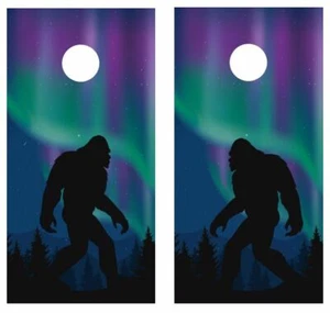Northern Lights Big Foot Cornhole Board Wrap LAMINIERT Folie Aufkleber Vinyl Sticker  - Bild 1 von 4
