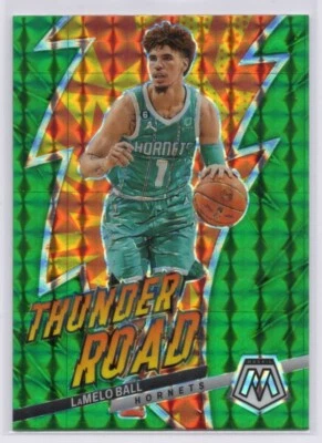 2022-23 Panini Mosaic NBA LaMelo Ball Thunder Road Green Mosaic Prizm Hornets - Image 1 of 2