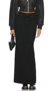 MOTHER SNACKS! The Candy Stick Denim Maxi Skirt Licorice Black Sz 28 - Picture 1 of 13