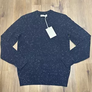 NEW Everlane The Grade-A Cashmere Crew Sweater Mens XS Dark Navy Donegal $130 - Picture 1 of 8