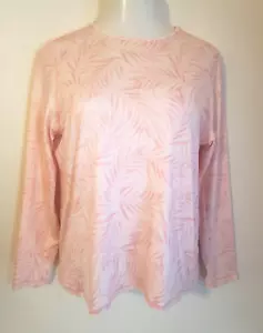 32 Degrees Cool Women's top Sz L Bust 42" pink leaf print Long Sleeve Stretchy - Picture 1 of 5