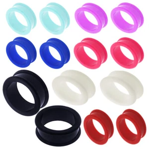 Pair Silicone Ear Plug Screw Fit Shape Double Saddle Flesh Tunnel Trumpet 3-25mm - Picture 1 of 14