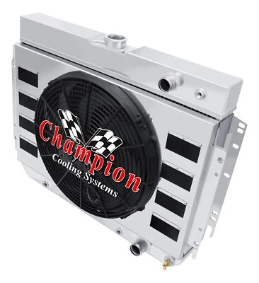 Radiador WR 3 filas, ventilador de 16", cubierta con aletas para Chevrolet El Camino LS 1964-1967 Foto 1 de 4