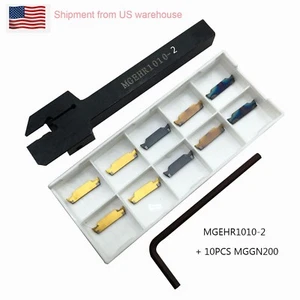 Lathe Cut-Off Grooving Parting Tool Holder+ 10pcs MGMN200 Insert Blades + Wrench - Picture 1 of 8