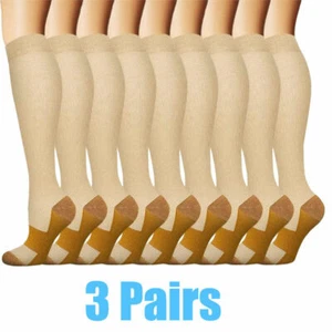 3pairs Compression Socks Women Men 20-30Mmhg Extra Wide Calf Knee High plus Size - Picture 1 of 19