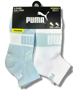 PUMA SOCKS WOMEN'S - QUARTER 253 - EDGE BLUE WHITE - SHOE SZ 5-9.5 - PACK 6 - Picture 1 of 2