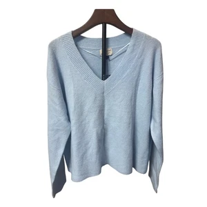 Universal Thread V Neck Pullover Damen L Blau Kaschmir Wie Neu mit Etikett - Bild 1 von 6