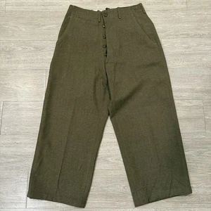 Vintage Korean War Field Trousers Green Mens 29x31 1950 Wool Wide Heavyweight - Picture 1 of 13