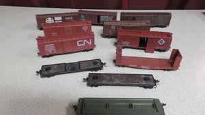 KONVOLUT 11 VERSCHIEDENE GÜTERWAGEN BOX FLACHTENDER HO-SPUR - Bild 1 von 11