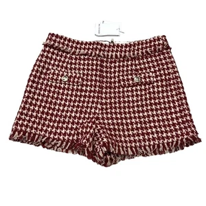 Walter Baker 10 Dora Tweed Shorts Wine Houndstooth Gingham NWT MSRP $198 - Picture 1 of 9