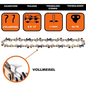 Sägekette Vollmeißel passend für Makita UC3041A, UC3020A 30cm 3/8 46 TG 1,1mm - Bild 1 von 11