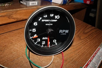 Auto Meter Tachometer Gauge Sport Comp Monster 5" Tach 10K RPM Used - Image 1 of 4
