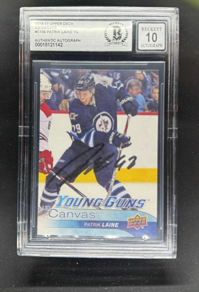 2016-17 UPPER DECK CANVAS YOUNG GUNS #C106 PATRICK LAINE  signed BAS 10 auto - Image 1 of 1