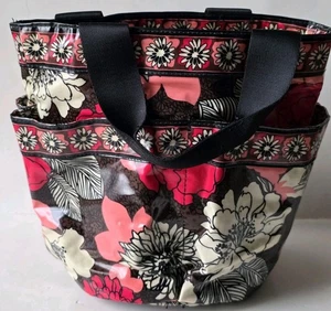Vera Bradley Shower Caddy MOCHA ROUGE Tote Beach Bag Red White Pink Black NWOT - Picture 1 of 11