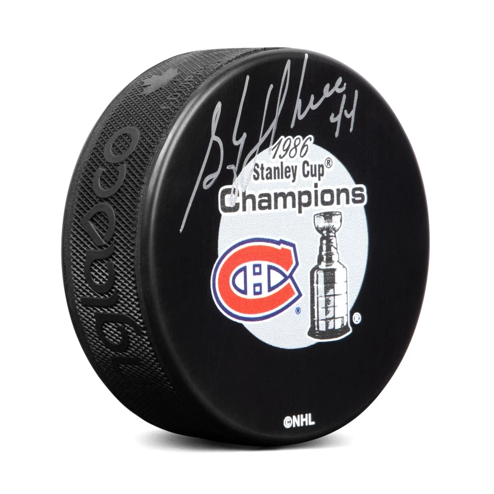 Stephane Richer Firmado Montreal Canadiens 1986 Stanley Cup Champions Puck Foto 1 de 1