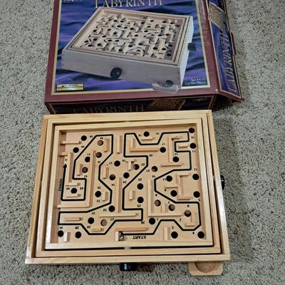 Vtg. Labyrinth Wood Maze Game Boardgame Solid Wood, Fundex, 2000, Complete - Image 1 of 4