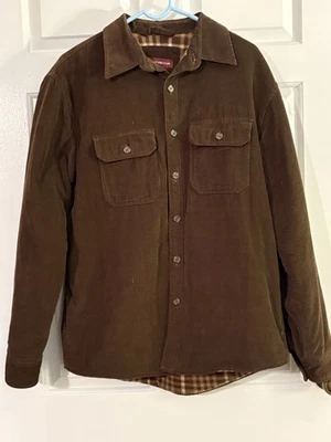 Chaqueta de pana forrada de vellón pesado Covington para hombre talla S marrón a cuadros con botones Foto 1 de 4