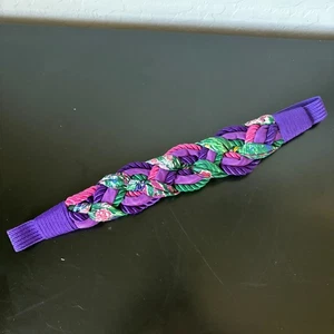 Vintage 80er Jahre Flechtgürtel Gobelin Seil Handwerker Damen groß lila rosa 33" - Bild 1 von 9