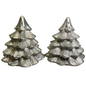 Vintage Kirk Stieff Zinn Weihnachtsbaum Feiertage Salz & Pfefferstreuer signiert - Bild 1 von 7