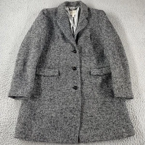 J Crew Factory Tweed Topcoat Mantel grau schwarz H1493 Größe 8 Jacke 3 Knöpfe - Bild 1 von 15