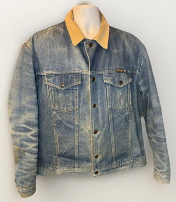 Chaqueta de Camionero Wrangler De Colección Para Hombre Talla 44 Azul Envejecido Manta Forrada Grunge Foto 1 de 4