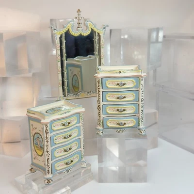 3Pc Dollhouse Miniature Hand Painted Furniture Lot 1:12 Scale Bespaq YN14 - Image 1 of 4