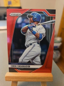 2025 Panini Prizm Edwin Encarnacion /299 Red Prizm #156 - Blue Jays - Bild 1 von 2
