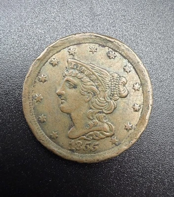 1855 Half Cent Braided Hair G F Detail Scarce Low Mintage Type Coin - Image 1 of 4