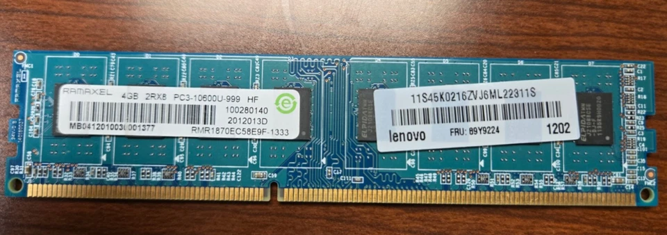 RAMAXEL 4GB RMR1870EC58E9F-1333 PC3-10600U-999 2Rx8 Desktop RAM USED - Image 1 of 1