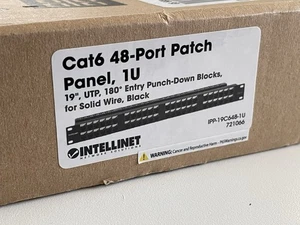 Intellinet Cat6 48-Port Patch Panel, 1U, Black - Picture 1 of 7