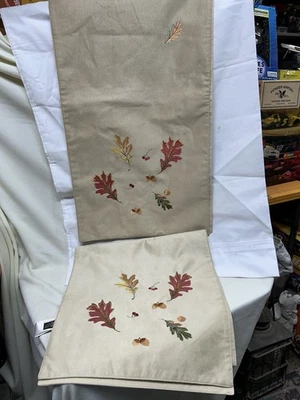 Pair Harvest Fall Leaves Table Runners 54”x 13” - Image 1 of 4