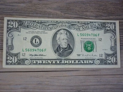 SERIES 1995 $20 DOLLAR BILL FEDERAL RESERVE NOTE UNCIRCULATED - Image 1 of 2