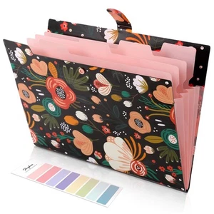 Expanding File Folder with 5 Pockets, Floral Accordion File Organizer for Imp... - Picture 1 of 7