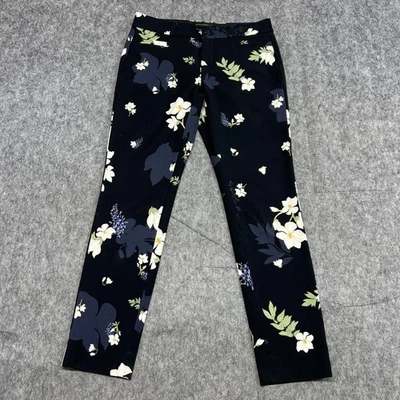 Banana Republic Pants Womens 0 Black Sloan Stretch Floral Slim Leg Ankle Office - Image 1 of 4