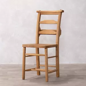 SOLID OAK CHAPEL CHAIR HORIZONTAL SLAT RUSTIC FARMHOUSE DINING CHAIR - Picture 1 of 14