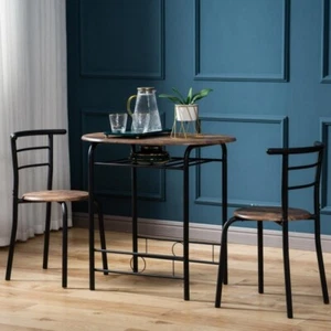 3 Piece Dining Set Compact 2 Chairs and Table Set with Metal Frame - Picture 1 of 6