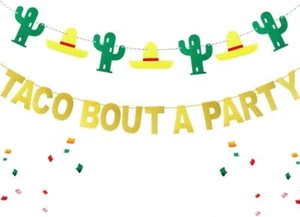 Gold Glitter Taco Bout A Party Banner Mexican Fiesta Banner for Bachelorette ... - Picture 1 of 12