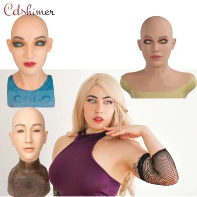 Realistic Silicone Female Head Mask Crossdresser Face Mask For women For Cosplay - Image 1 of 4