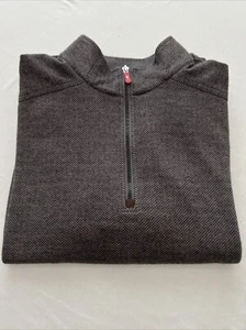 Fairway Greene Tech Pullover Men M Gray Herringbone Golf 1/4 Zip Sweater Stretch - Picture 1 of 17