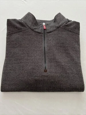 Fairway Greene Tech Pullover Men M Gray Herringbone Golf 1/4 Zip Sweater Stretch - Image 1 of 4