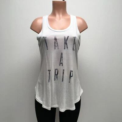 Sundry Womens White Sleeveless Scoop Neck Curved Hem Take A Trip Tank Top S - Image 1 of 4