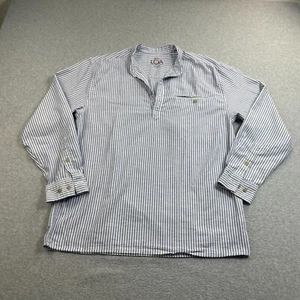 Railriders LOA Shirt Men Medium Blue Striped Henley Outdoor Hiking Camp Nautical - Picture 1 of 9