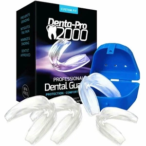 DentaPro2000 Teeth Grinding Mouth Guard - 2 Small & 2 Large Dental Guards + Case - Picture 1 of 7