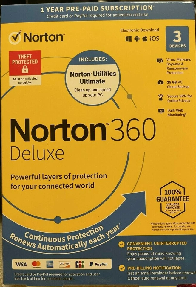 Norton 360 Deluxe for 3 Devices/1 Year + Norton Utilities Ultimate  - Image 1 of 1