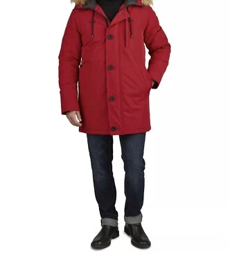 GUESS PARKA Winter Jacket Parka men Size S Full Zipper Unisex Red Color - Image 1 of 4