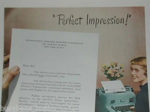 1950 IBM advertisement, IBM Electric Typewriter, Red-Haired Secretary - Foto 1 di 3